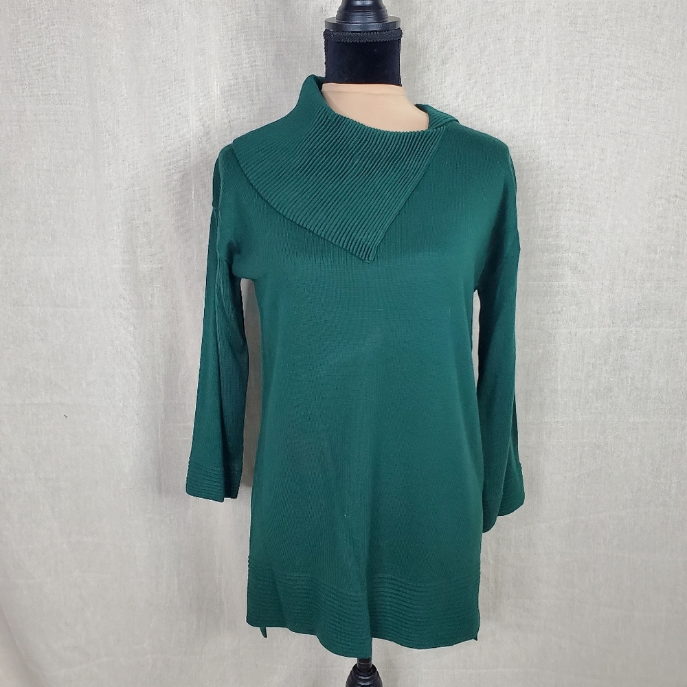 ♧ Cato Womens Split Cowl Neck Green Tunic Sweater Size Small